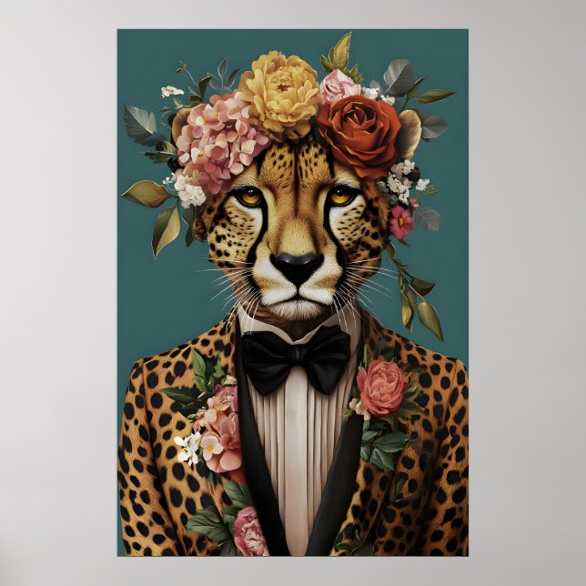 Cheetah In Suit Poster, Cheetah Portrait, Cheetah Poster (Vorne)