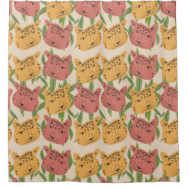 Cheetah Jungle Pflanze Grüne Korallen Grün Duschvorhang