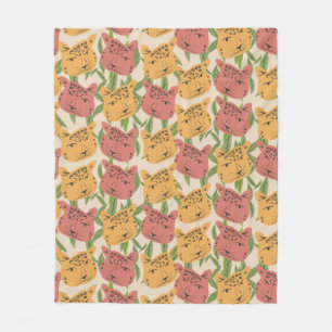 Cheetah Jungle Pflanze Grüne Korallen Grün Fleecedecke