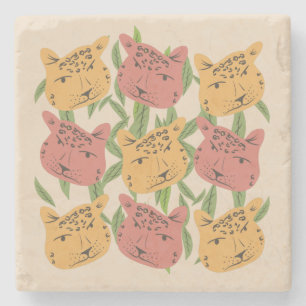 Cheetah Jungle Pflanze Grüne Korallen Grün Steinuntersetzer