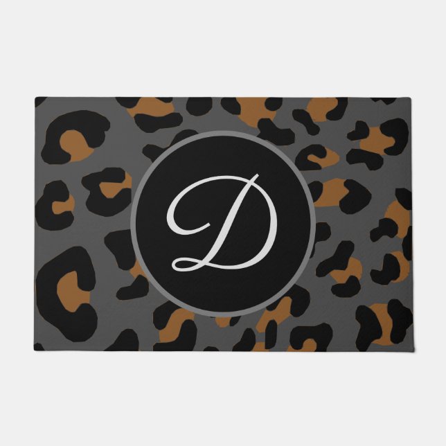 Cheetah Leopard Gepunktet Animal Print Gray Initia Fußmatte (Vorderseite)