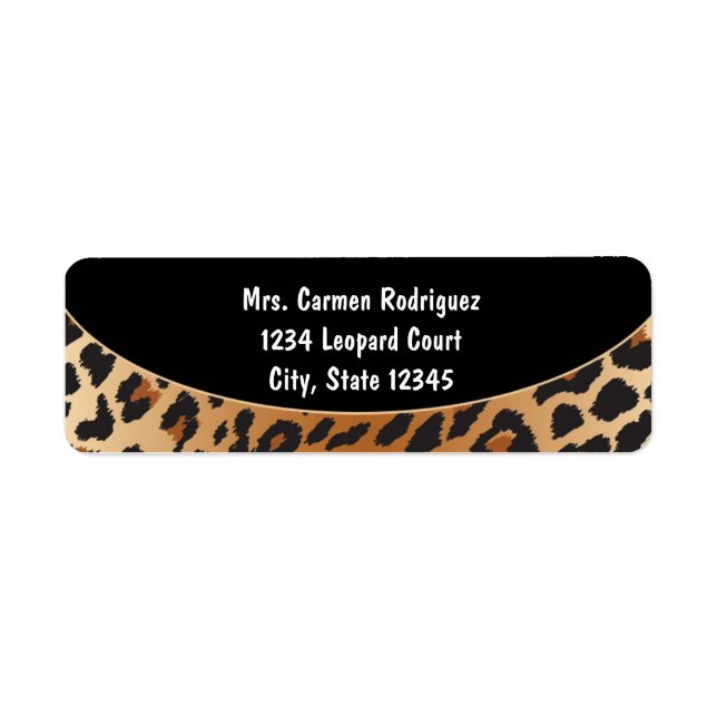 Cheetah Leopard Print Black Address Labels (Vorne)