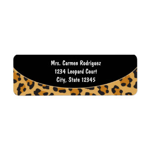 Cheetah Leopard Print Black Address Labels 2