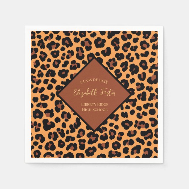 Cheetah Leopard Print Graduation Party Serviette (Vorderseite)