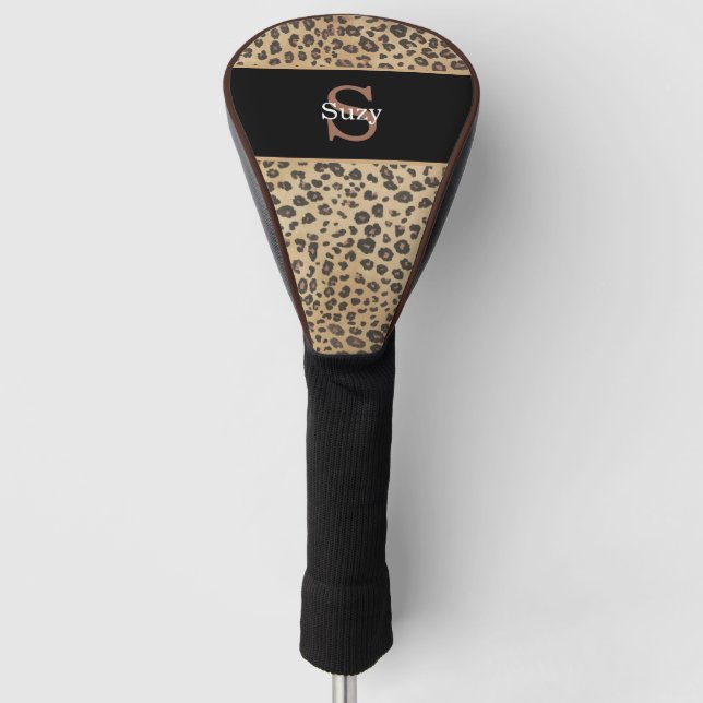 Cheetah Leopard Print Pattern Initial Monogram Golf Headcover (Vorderseite)