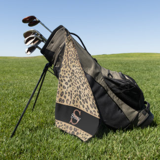 Cheetah Leopard Print Pattern Initial Monogram Golfhandtuch