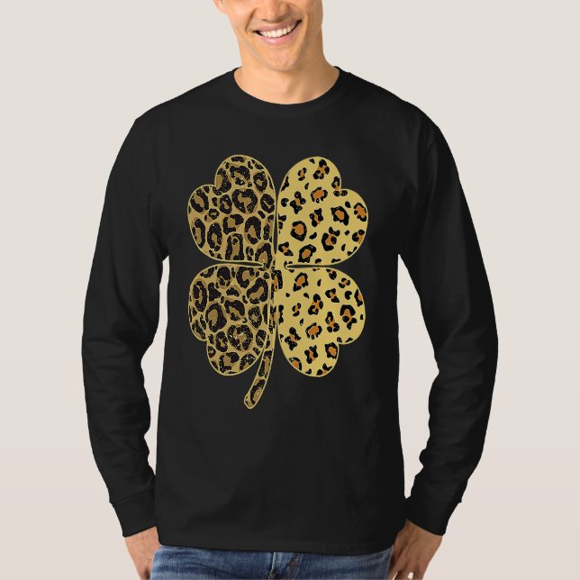 Cheetah Leopard Print Shamrock St Patricks Day Luc T-Shirt (Vorderseite)