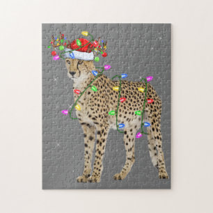 Cheetah Lover Xmas Lighting Santa Cheetah Christma Puzzle