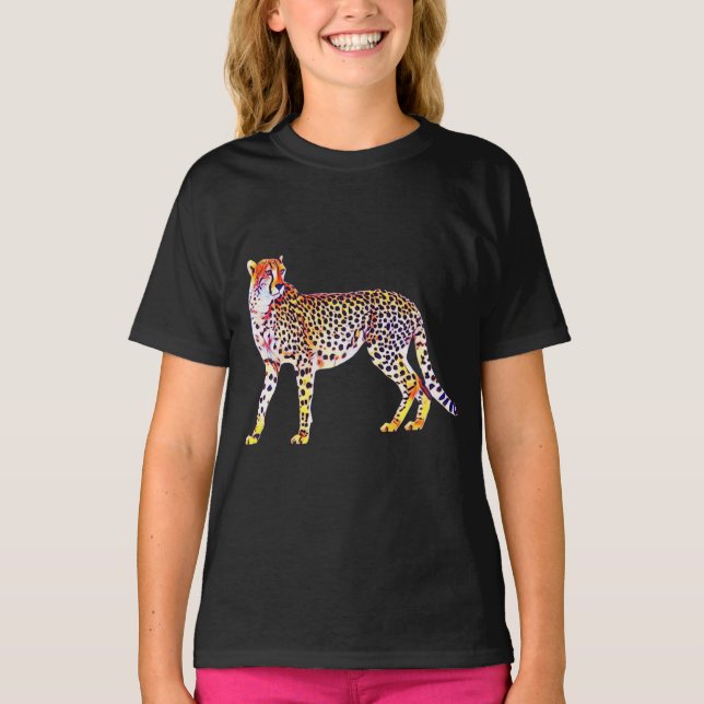 Cheetah Mother with Cubs Motif Predator Cat Animal T-Shirt (Vorderseite)