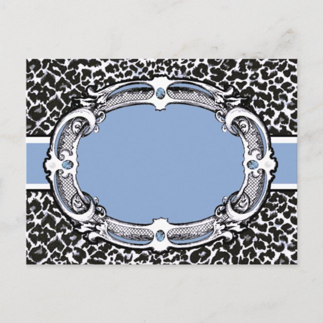 Cheetah Pattern Blue Label Postkarte (Vorderseite)