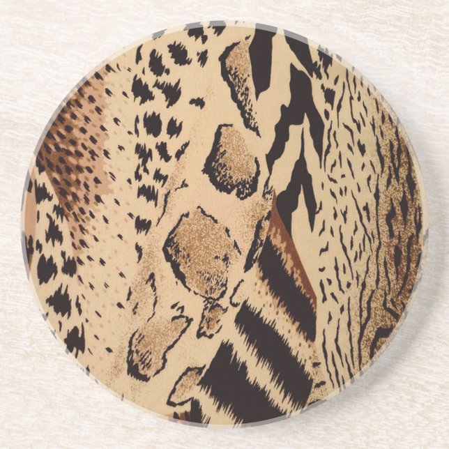 Cheetah Pattern Sandstein Untersetzer (Vorne)