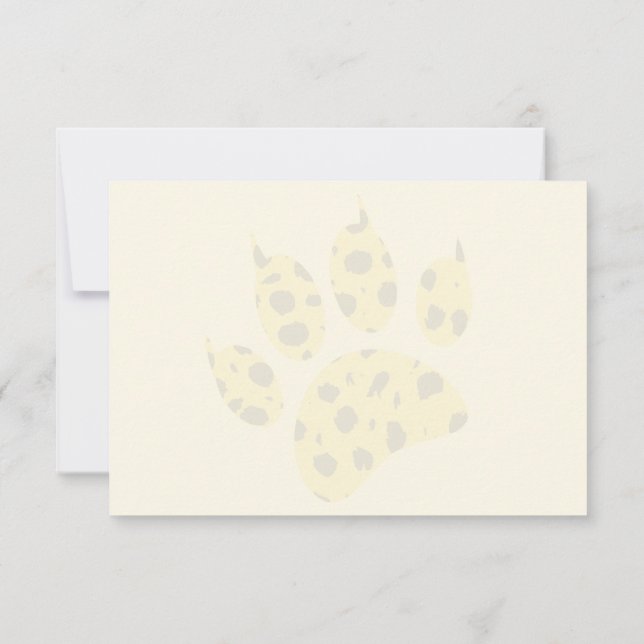 Cheetah Paw Print Blank Cream Off White Dankeskarte (Rückseite)
