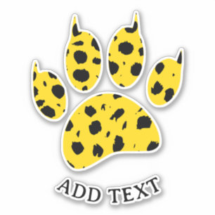 Cheetah Paw Print Custom Text Aufkleber