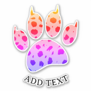 Cheetah Paw Print Custom Text farbig Aufkleber