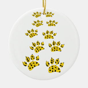 Cheetah Paw Print Throw Keramik Ornament
