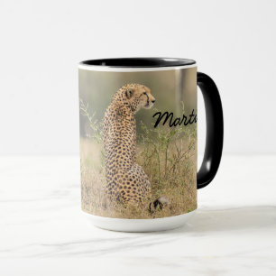 Cheetah Personalize Name Black Interior Geschenk T Tasse