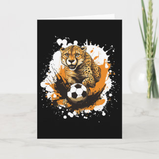 Cheetah Playing Soccer Funny Animal  Karte