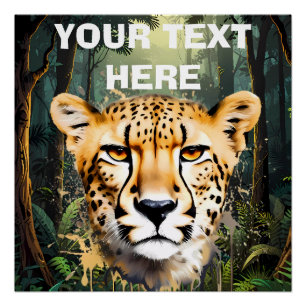 Cheetah Portrait mit Jungle Background Poster