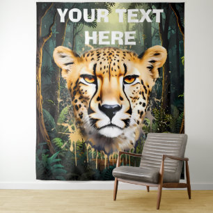 Cheetah Portrait mit Jungle Background Wandteppich
