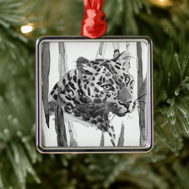 Cheetah Portrait Ornament Aus Metall (Baum)