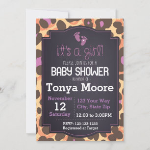Cheetah Print Baby Dusche Einladung