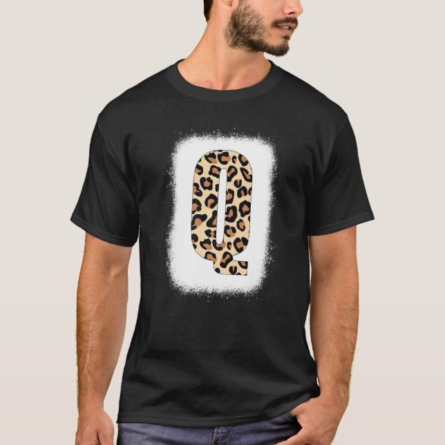 Cheetah Print Letter Q Initial Letter Q Leopard B T-Shirt (Vorderseite)