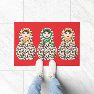 Cheetah Print Matryoshka Doormat Fußmatte
