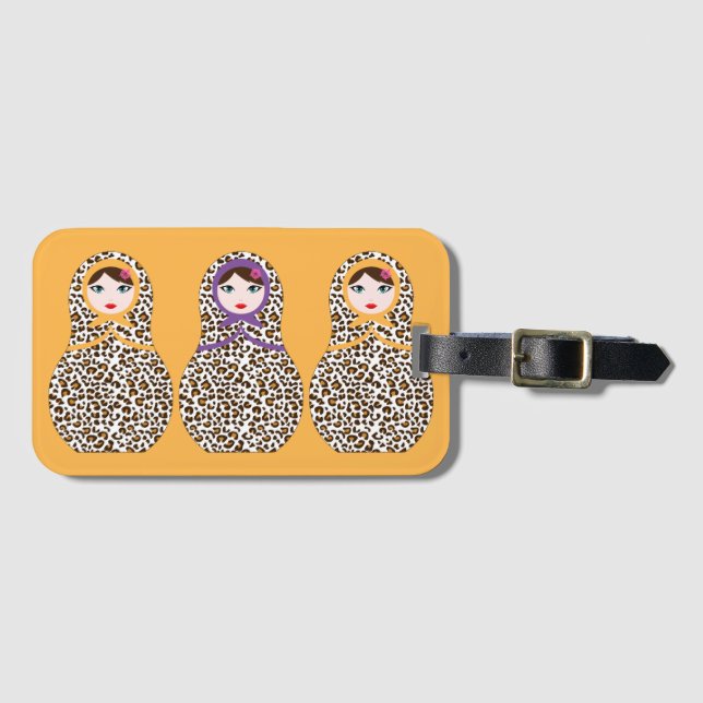 Cheetah Print Matryoshka Gepäcktag Gepäckanhänger (Vorderseite (Horizontal))
