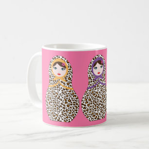 Cheetah Print Matryoshka Kaffee Tasse