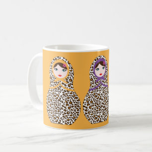 Cheetah Print Matryoshka Kaffee Tasse