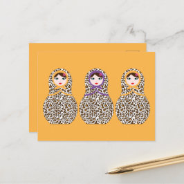 Cheetah Print Matryoshka Postcard Postkarte