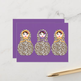 Cheetah Print Matryoshka Postcard Postkarte