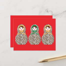 Cheetah Print Matryoshka Postcard Postkarte