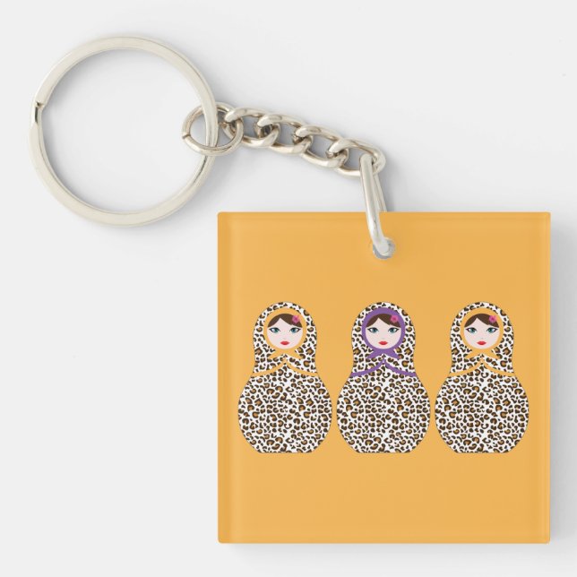 Cheetah Print Matryoshka Schlüsselanhänger (Vorderseite)