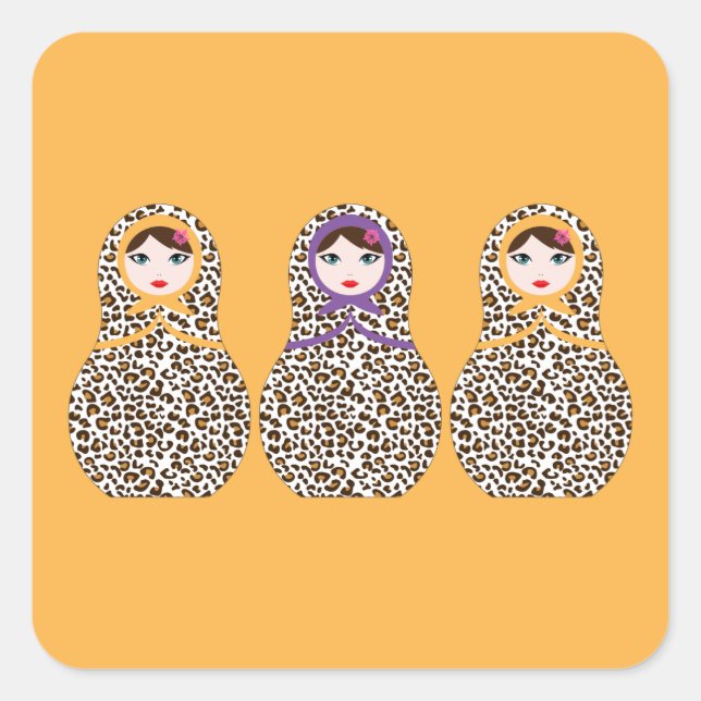 Cheetah Print Matryoshka Sticker (Vorderseite)