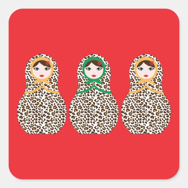 Cheetah Print Matryoshka Sticker (Vorderseite)