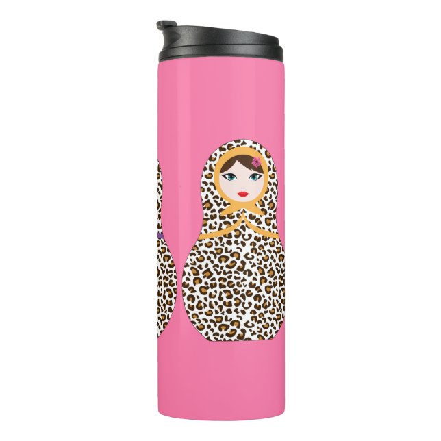 Cheetah Print Matryoshka Thermal Tumbler Thermosbecher (Nach rechts gedreht)