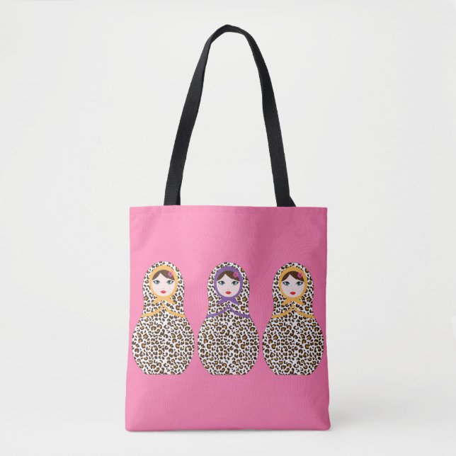 Cheetah Print Matryoshka Tote Bag (Vorderseite)