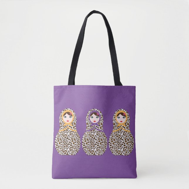Cheetah Print Matryoshka Tote Bag (Vorderseite)