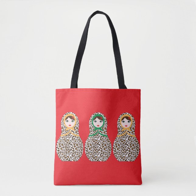 Cheetah Print Matryoshka Tote Bag (Vorderseite)