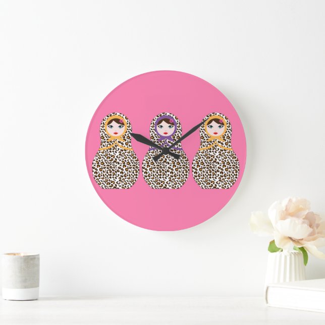 Cheetah Print Matryoshka Wall Uhr (Zuhause)