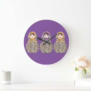 Cheetah Print Matryoshka Wall Uhr