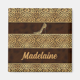 Cheetah Print mit Heelsen mit Namen Magnet