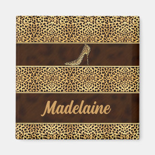 Cheetah Print mit Heelsen mit Namen Magnet