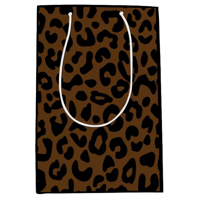 Cheetah Print Pattern Black Brown Mittlere Geschenktüte (Vorderseite)