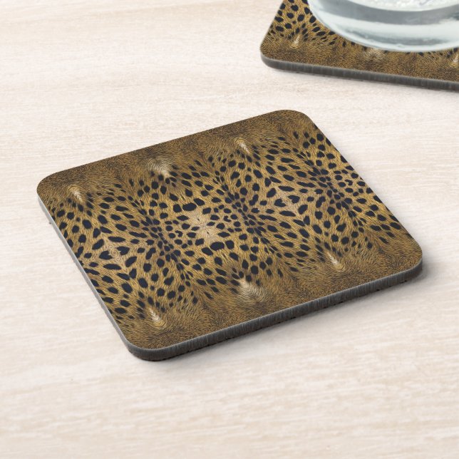 Cheetah Print Pattern Getränkeuntersetzer (Linke Seite)