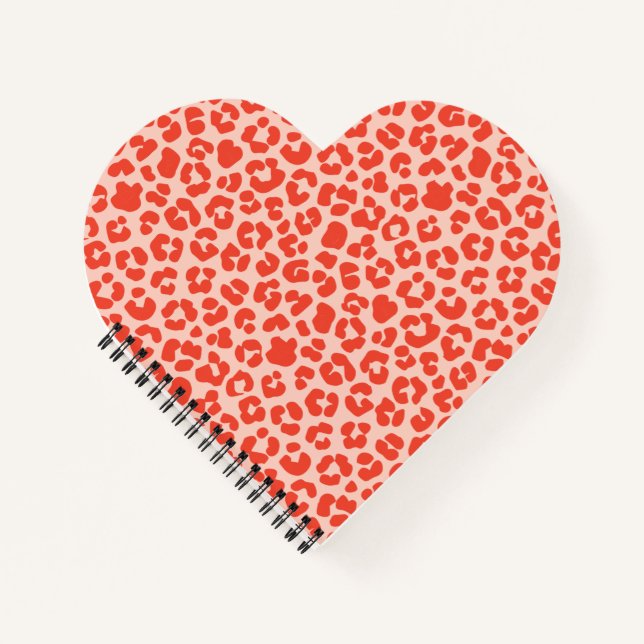 Cheetah Print Pattern Red Notizbuch (Vorderseite)