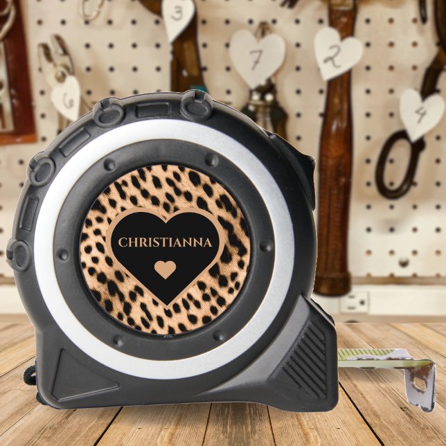 Cheetah Print Pattern Tan Brown & Black Heart Maßband (Cheetah Print Pattern Tan Brown & Black Heart Tape Measure)