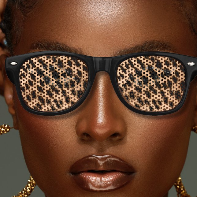 Cheetah Print Pattern Tan Brown & Black Partybrille (brown cheetah print sunglasses for women)
