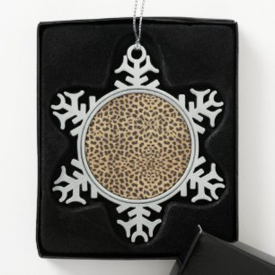 Cheetah Print Schneeflocken Zinn-Ornament